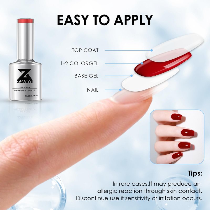 ZAVAYI 6 Colors Gel Nail Polish Set - Non-Toxic Soak Off Gel Nail Kit for UV/LED Light, Long Lasting & Easy to Apply, Salon & Home Use (Professional Nail Art Design)