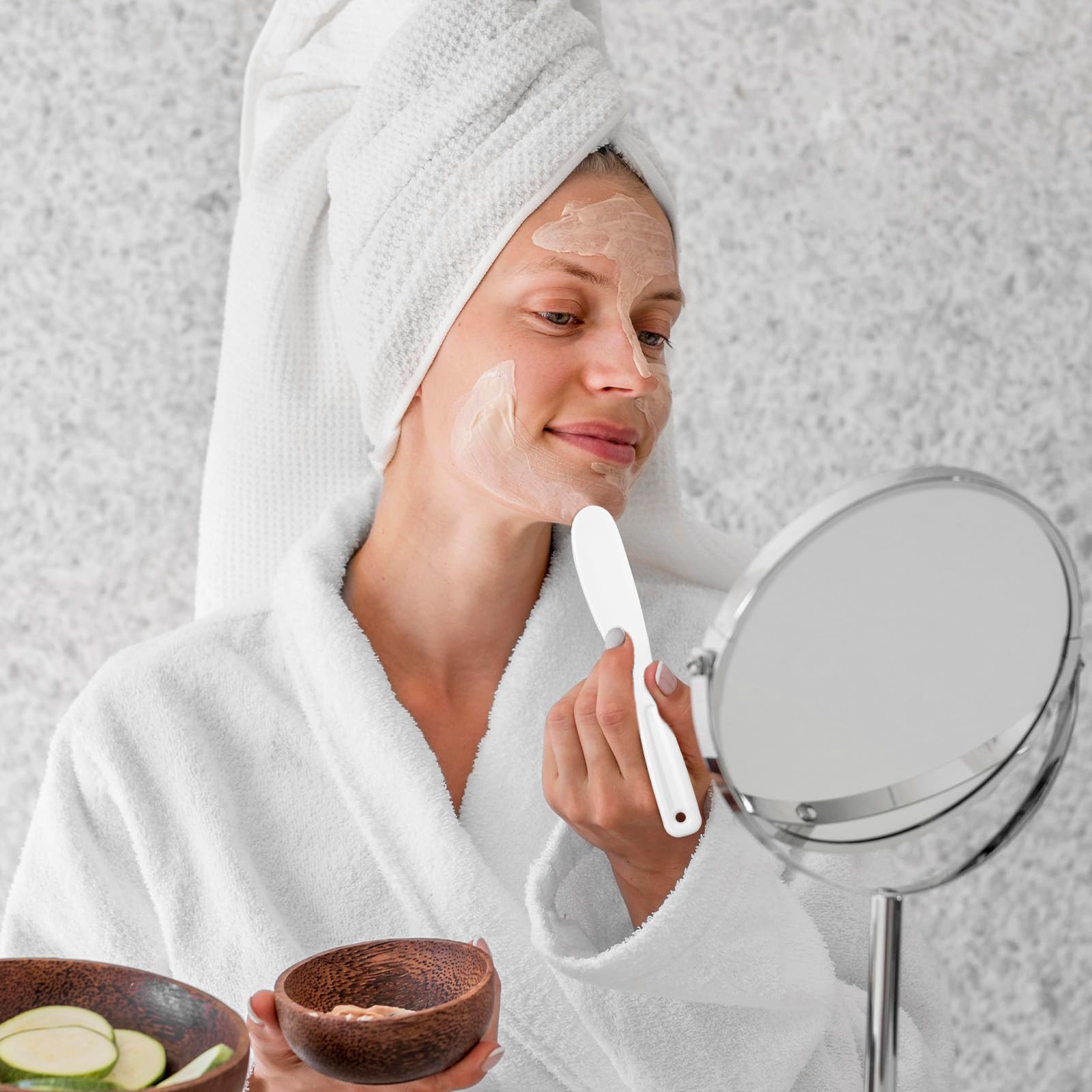 Ymapinc Mask Applicator Tool, 6Pcs Resuable Face Spatula, Large Plastic Makeup Face Mask Spatula, Creams Mixing, Skincare or Scraping Jars, Cosmetic Brush 8.11 1.22 Inch (White)