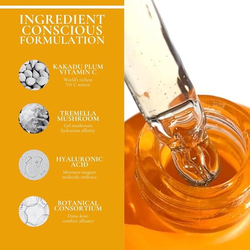 DAY DRIN-C Face Hydration Serum - 2 in 1 with Vitamin C & Hyaluronic Acid for Moisturizing & Smoothing | 1.01 oz