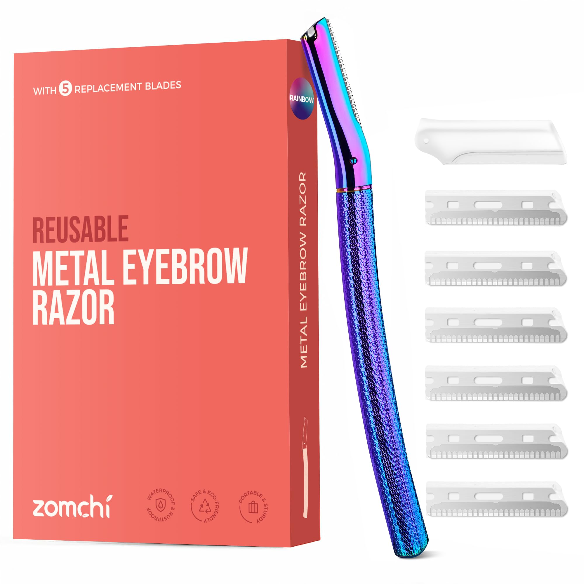 ZOMCHI Eyebrow Razor for Women & Men, Precision Cover, Rainbow