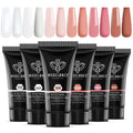 modelones Poly Nail Gel Set, 6 Colors Nude Pink Brown Daily Collection Poly Extension Gel Set Builder Manicure DIY Design Nail Art Home Salon Beauty Gift