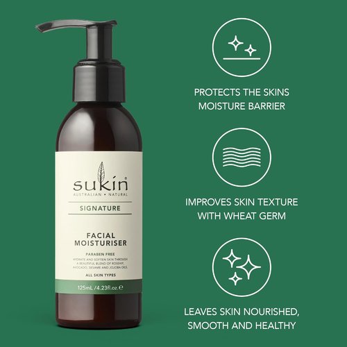 Sukin Facial Moisturizer - Hydrating Face Cream with Wheat Germ & Vitamin E | 4.23 Fl Oz for Soft, Nourished Skin