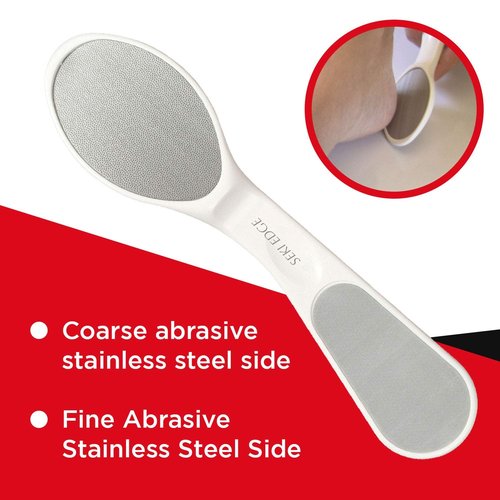 Seki Edge Callus Reducer - (SS-800) - Coarse & Fine Stainless Steel Abrasive Metal Foot File Gently Rasps Away Calluses, Corns & Dead Skin - Made in Japan