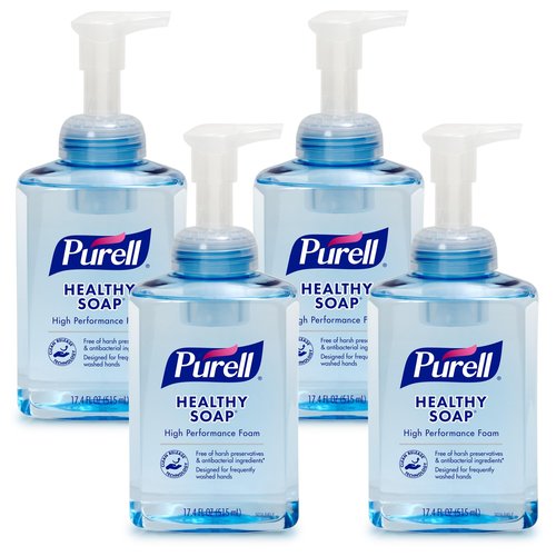 PURELL Brand CRT HEALTHY SOAP High Performance Foam, 17.4 fl oz Hand Soap Table Top Pump Bottle (Pack of 4) - 5014-04