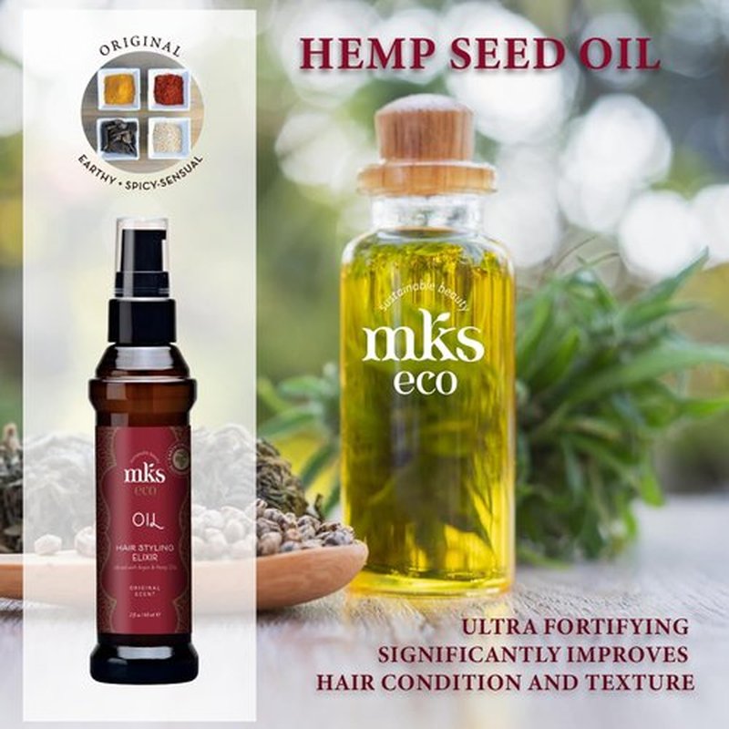 MKS Eco Oil - Hair Styling Elixir with Moroccan Argan & Hemp Seed Oils - Nourish, Control Frizz & Enhance Smoothness - Vegan & Cruelty-Free
