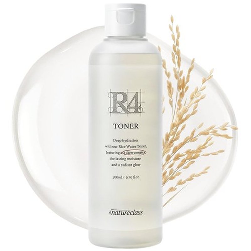 NATURECLASS R4 Hydrating Rice Toner – Glass Skin, Toner for Face, Deep Moisturizing, Rice Water, Hyaluronic Acid, Squalane, Korean Skin Care, Fragrance Free, Sensitive Skin, 6.76 fl oz