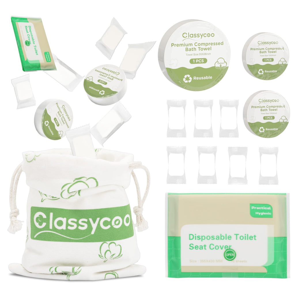 Classycoo Disposable Towel Travel Bag Set for Hotel