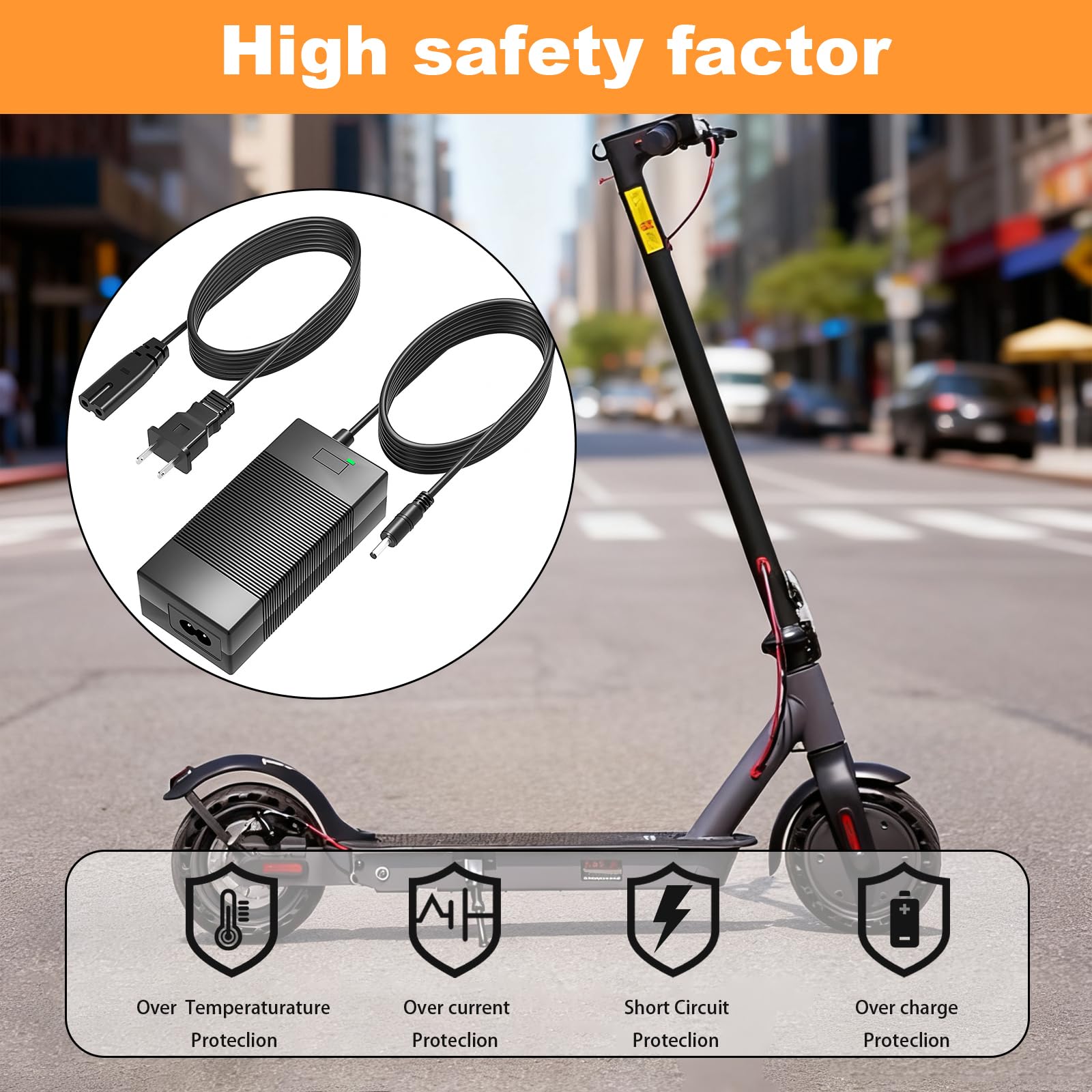 42V Charger for Hiboy S2 36V Lithium-ion Battery Compatible with Hiboy S2 Pro, S2 Lite, S2, KS4, KS4 Pro, NEX, NEX3, NEX5, Max, Max3, Max V2 Power Adapter Cord