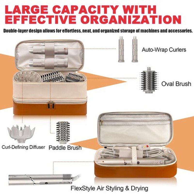 Travel Carrying Case for Hair Dryer Shark Flexstyle FlexFusion Airwrap Brush Double Layer Storage Bag Hair Accessories Tools Storage Case for Revlon Hairdryer Styler/Shark SpeedStyle Organizer Bag