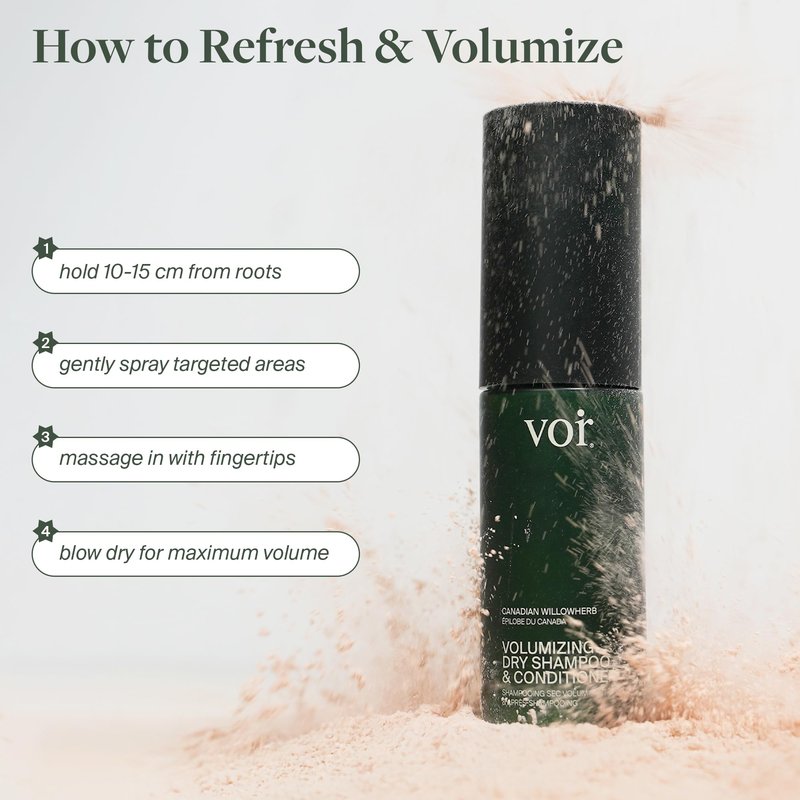 Voir Haircare Volumizing Dry Shampoo & Conditioner for Women, Organic Dry Shampoo Powder with Willowherb, Green Tea Extract & Glacial Clay, Oil-Absorbing, Scalp-Soothing, Travel Size, 0.67 oz