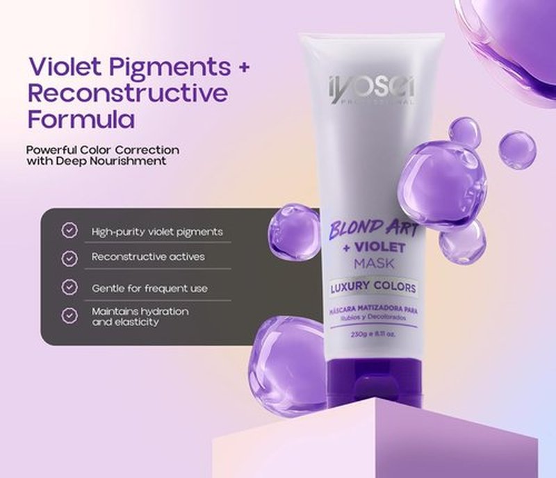 Professional Blond Art+ Purple Toner Mask - Violet Conditioning Treatment for Blonde & Silver Tones