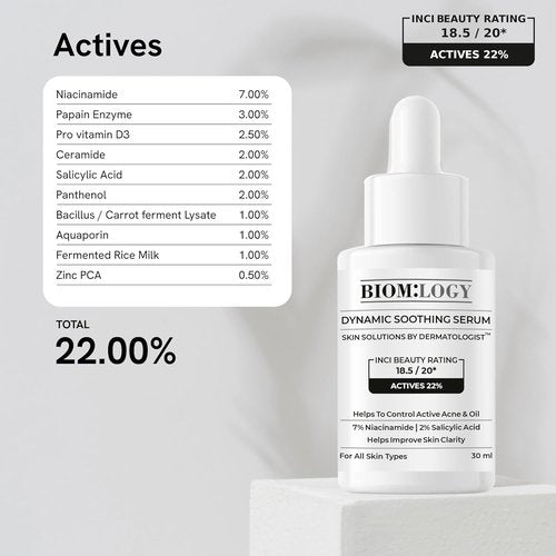 Biomlogy Soothing Serum for Face - 7% Niacinamide & 2% Salicylic Acid | Acne Control & Oil Balancing | 1.01 Fl Oz (30ml)