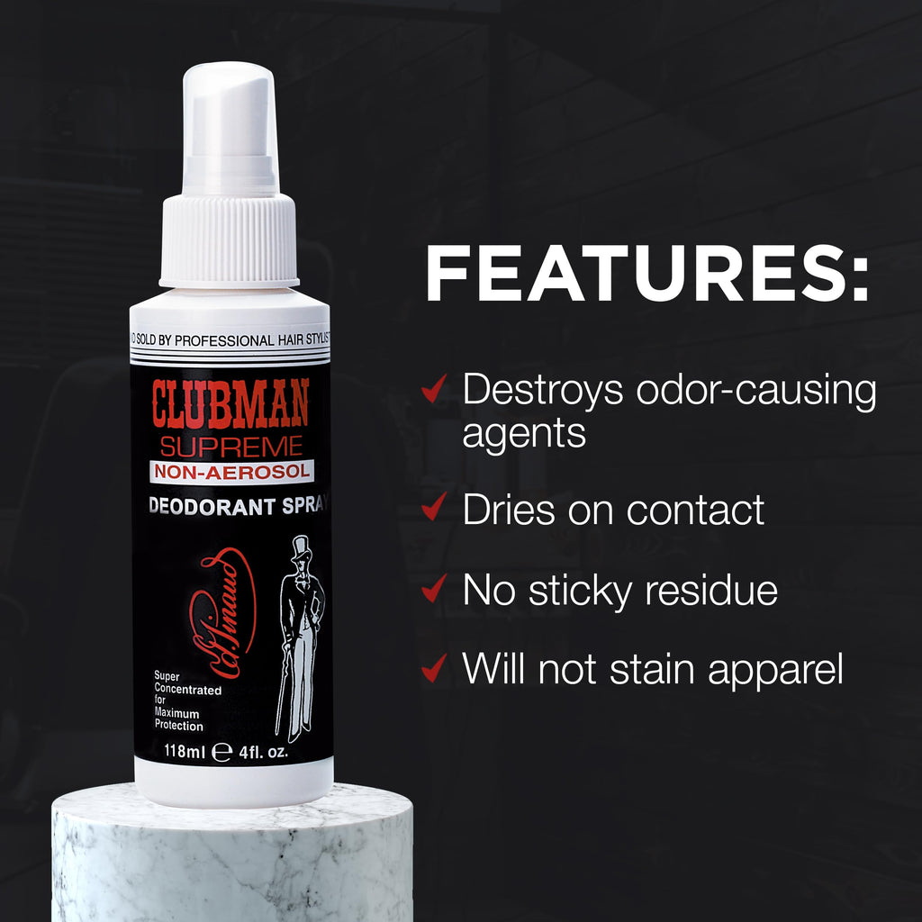 Clubman Supreme Non-Aerosol Whole Body Deodorant Spray, Classic, 4 fl oz
