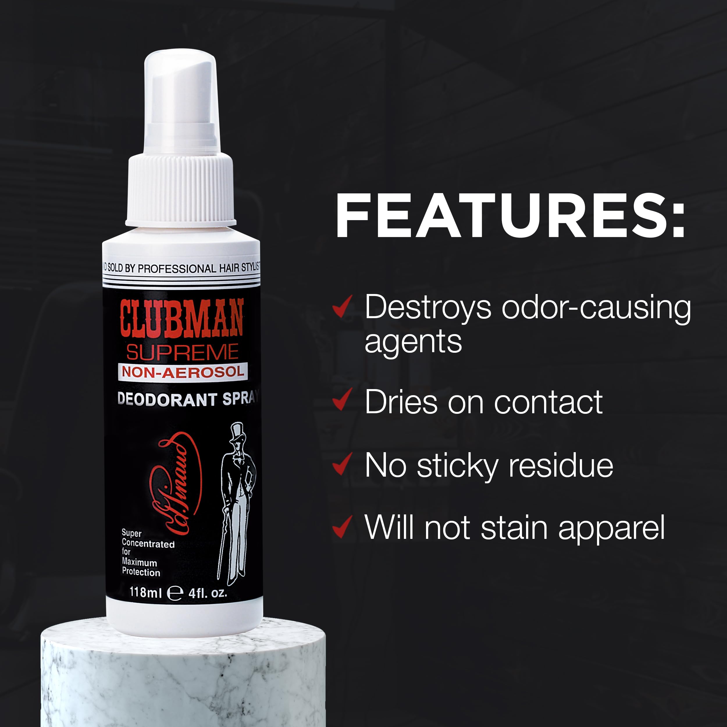 Clubman Supreme Non-Aerosol Whole Body Deodorant Spray, Classic, 4 fl oz