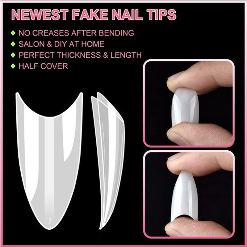 Short Stiletto Nail Tips Natural Nail Tips Half Cover MEKK 600PCS Acrylic False Nail Tips Fake Nail Tips for Nail Salons and DIY Nail Art at Home,10Sizes