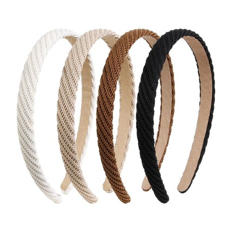 AIBFRID Headbands for Women Thin Knitted Hairbands Fashion Non Slip Headband for Women's Hair Cute Solid Colors Hair Accessories 4 PCS