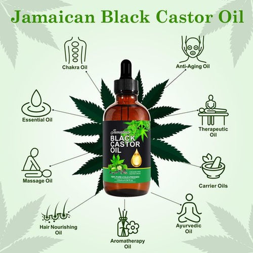120ML Jamaican Black Castor Oil, Castor Oil Organic Cold Pressed Unrefined, Pure Natural Castor Oil for Hair Growth,Skin & Scalp Moisturizer, Eyelashes & Eyebrows, Deep Cleansing, Nail Care Grow