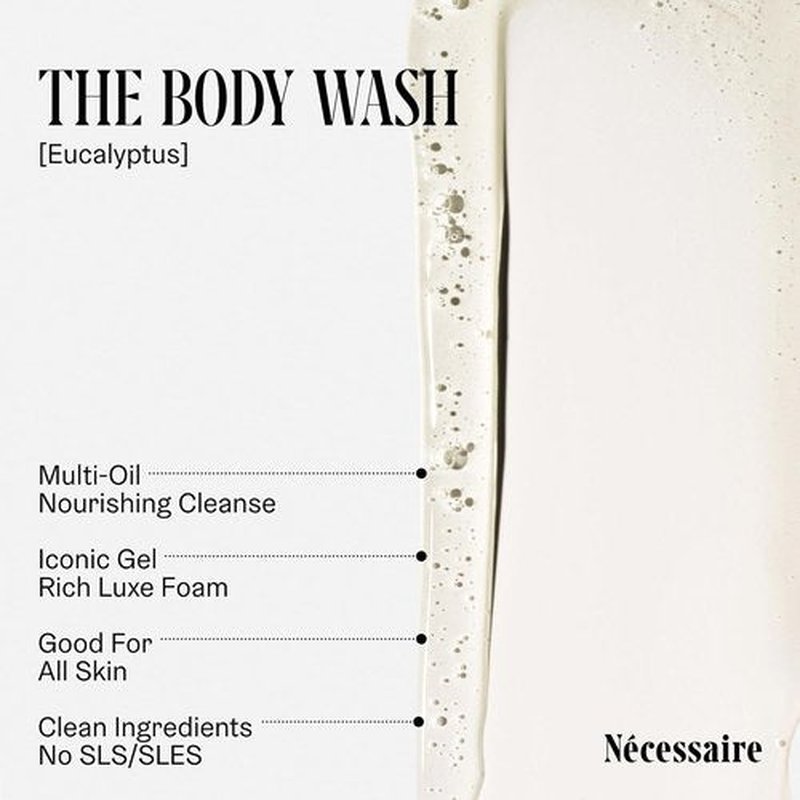 Nécessaire Body Wash Eucalyptus - Multi-Oil Shower Gel for Sensitive Skin | 8.4 fl oz, Non-Comedogenic