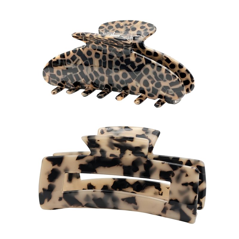 YIERSO Large Hair Claws Clips, Hair Clips for Women, Acetate Claw Clips Hold Non-Slip, 4.33“Jaw Clip Big Barrettes Stylish Hair Accessories for Thick/Nomal/Thin Curly Hair, 2Pack (Black Brown)