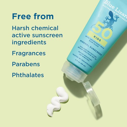 Blue Lizard Kids Sunscreen Lotion - SPF 50 Mineral Formula, Water-Resistant & Fragrance-Free, 3 fl oz