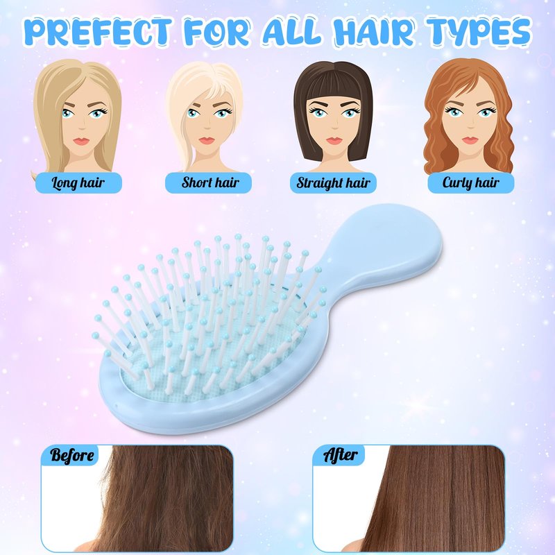 Zopeal 28 Pcs Kids Easter Gifts Wet Hair Mini Brush Bulk Girl Spring Back to School Small Pocket Travel Hairbrush Hygiene Detangler Soft Bristle Detangling Paddle for Party Favor Reward(7 Colors)