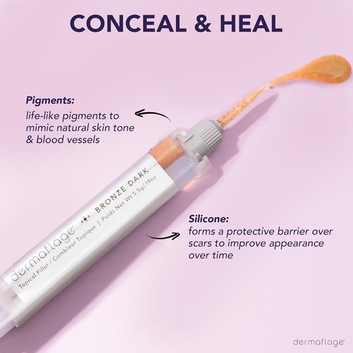 Dermaflage Scar Filler Kit - Waterproof Concealer for Deep Scars | Bronze Dark, 1 Month Supply