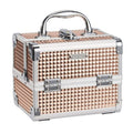FRENESSA Makeup Case - Portable Train Case with Mirror & Lock | Rose Gold Cosmetic Organizer for Travel