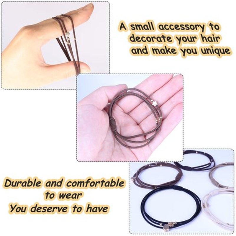 20 PCS Boho Hair Accessories for Women, Ponytail Holders and Bracelets, 5 Neutral Colors, No Damage Elastics for Thick or Thin Hair