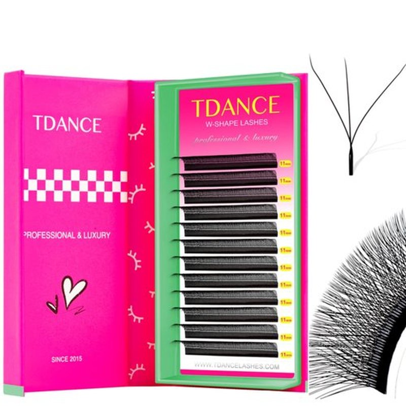 TDANCE YY Lash Extensions Premade Volume Eyelash Fans YY Lashes Matte Black W Lashes Extensions(W-3D-0.07-L,8-15 mm)