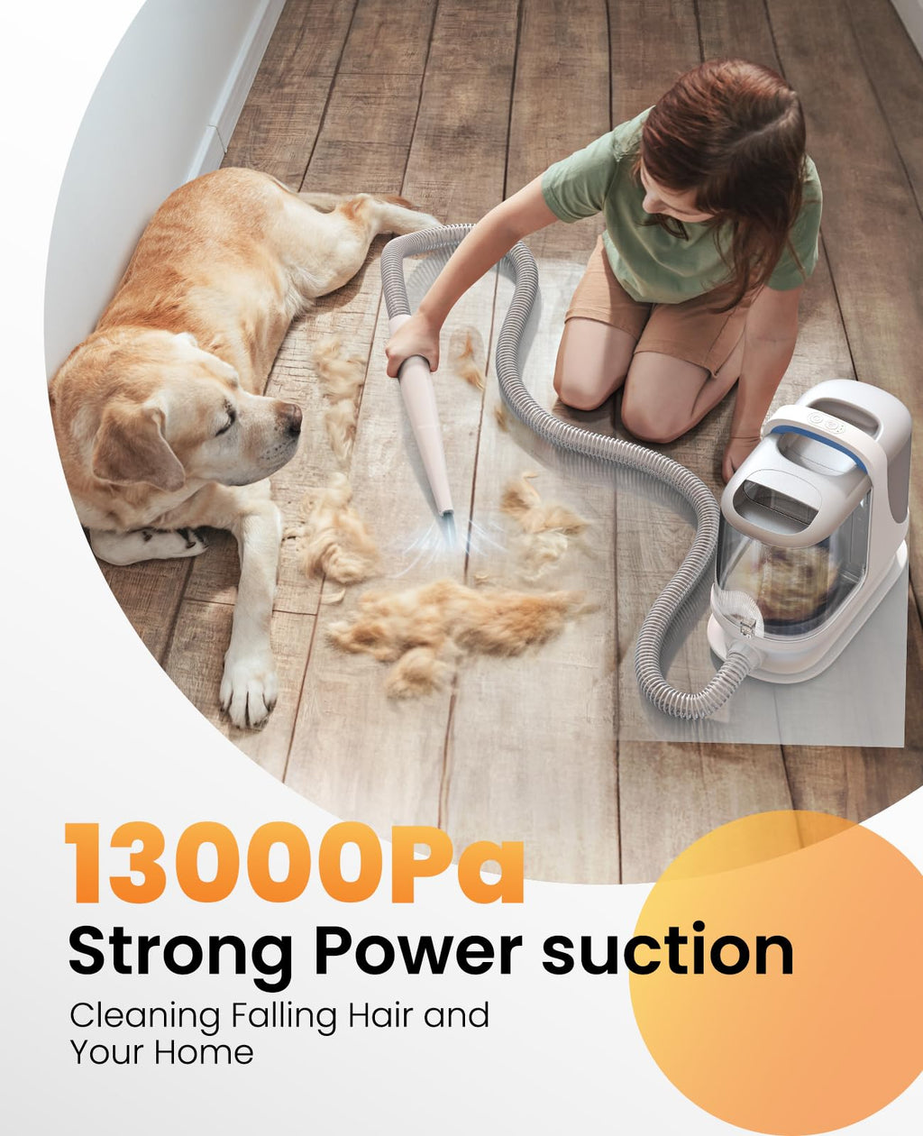 oneisall Dog Grooming Vacuum, 13000Pa Extra Large 3L Dust Cup Pet Vacuum with Clipper Nail Grinder & Shedding Brush, 7 in 1 Dog Grooming Kits, Low Noise, 3X Capacity & 3 Suction Levels, BM3