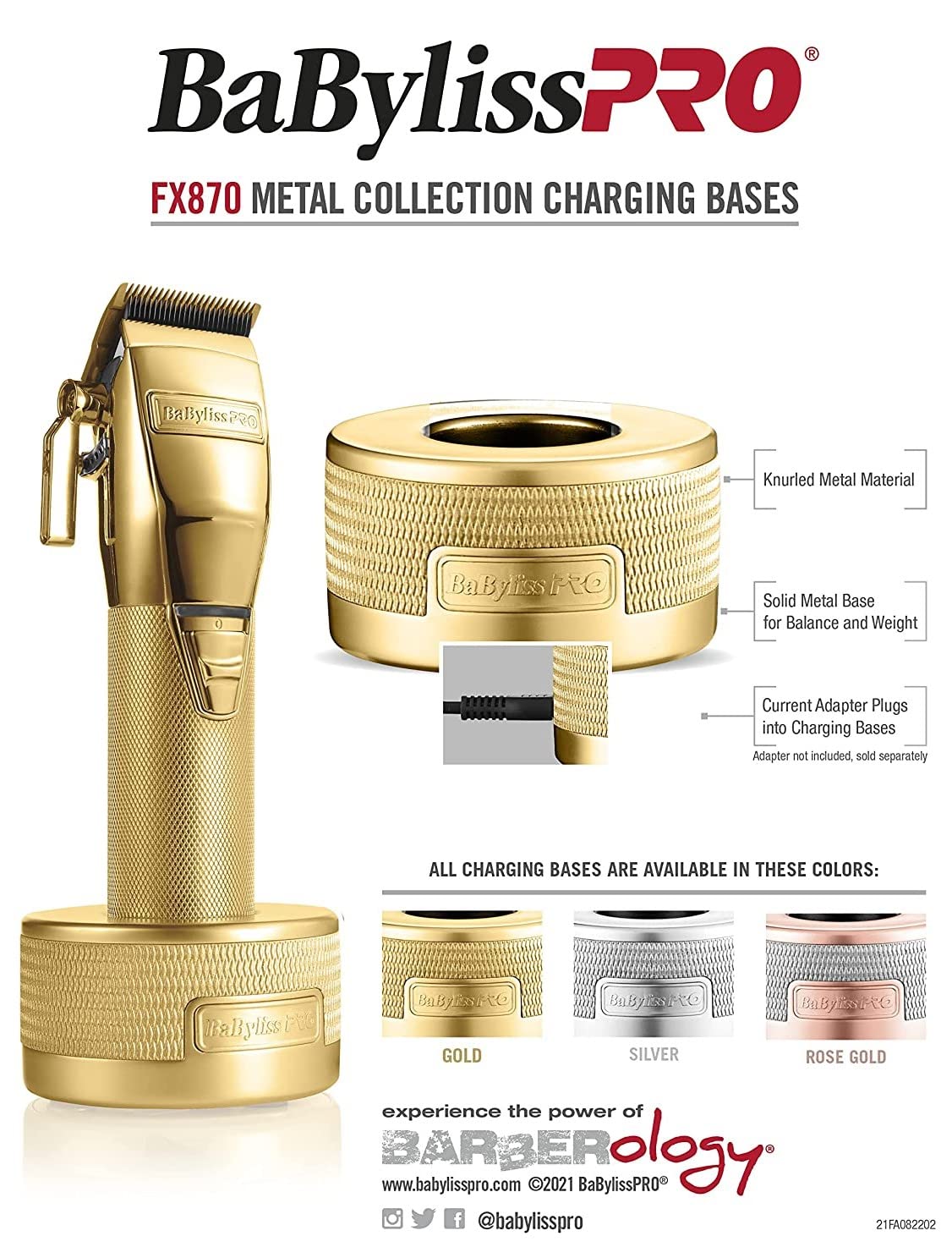 BaBylissPRO Barberology FX870 GOLDFX Professional Clipper Charging Base