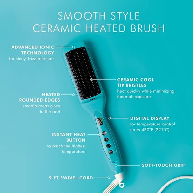 Moroccanoil Smooth Style Ceramic Heated Brush & Perfect Defense Spray Bundle - Ultimate Hair Care Set