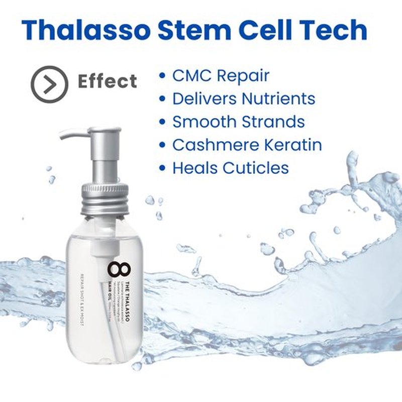 8 THE THALASSO Natural Hair Oil for Women & Men, Anti Frizz Serum by Glycerin, Lecithin, Squalane, Rosemary, Peppermint & Tea Tree, Hair Oil Treatment by Japan, Paraben & Sulfate Free 3.38 Fl Oz MOIST