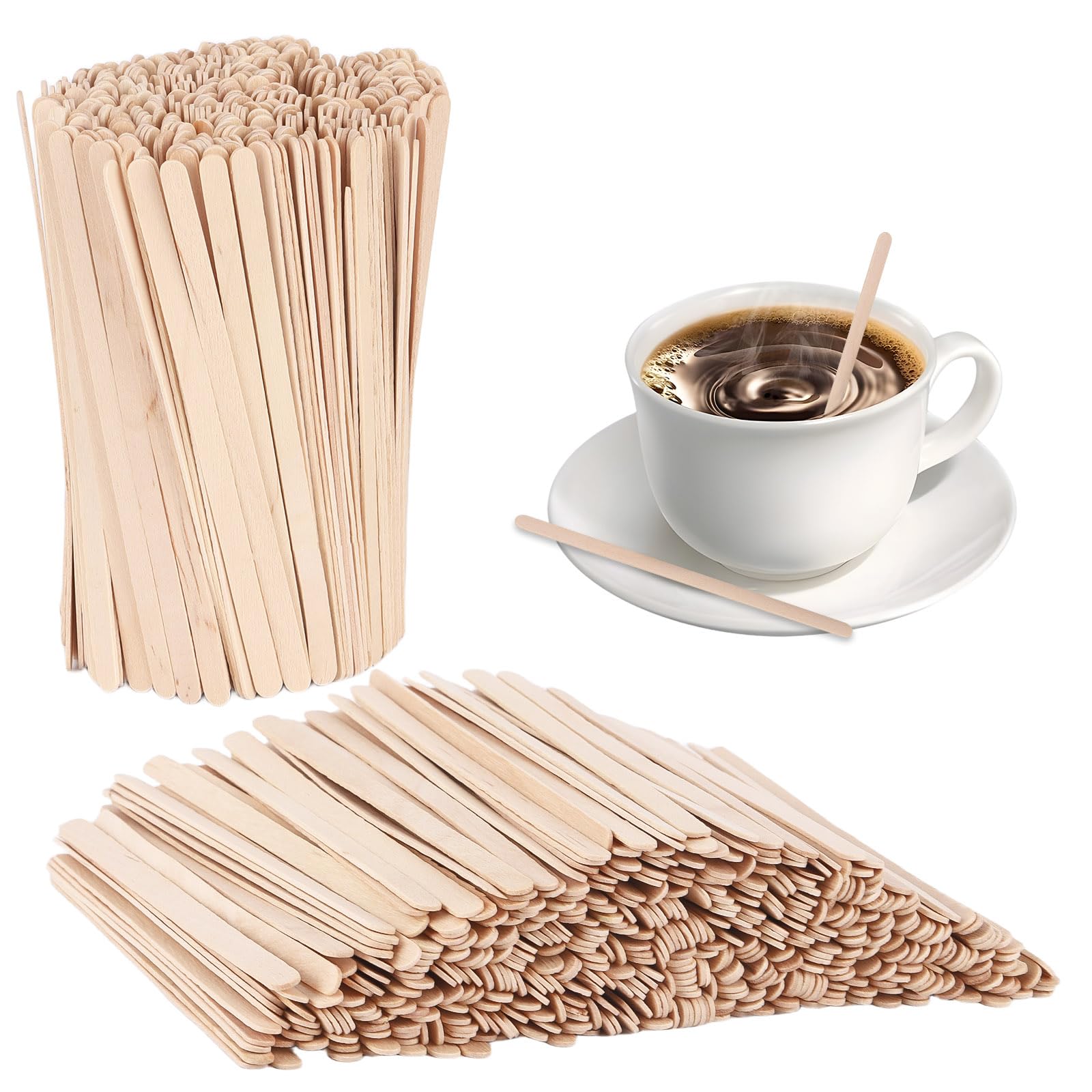 2000 Wooden Coffee Stirrers, 4.4 inches Stir Sticks Disposable Swizzle Stir Sticks for Coffee and Cocktails