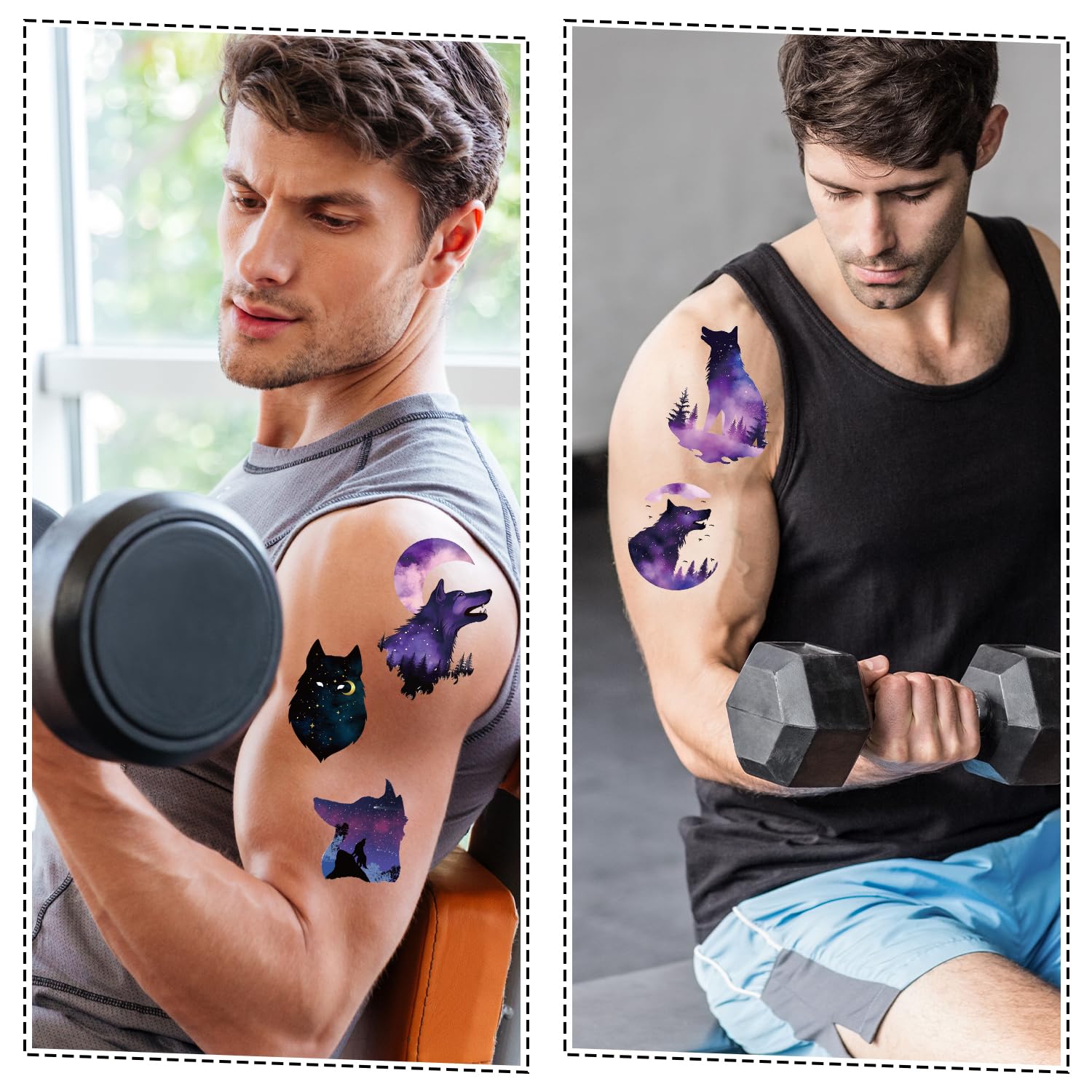Wxiben Wolf Temporary Tattoos Stickers - 170+ Wolf Party Decorations Supplies Wolf Stickers, Cool Wolf Themed Birthday Tattoos Supplies Men Women