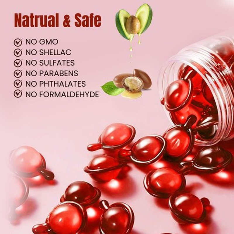 PodaFu No Rinse Hair Treatment Serum, 40 Pcs Moisturizing Oil Capsules Make Hair Shiny with Avocado, Argan Oil & Vitamins A, C, E, B5