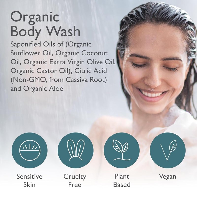 SoCal Suds & Company Organic Body Wash - Gentle Hand & Body Soap Liquid for Men & Women, Made w/Organic Oils & Coconut Oil, Nourishing Shower Gel Bodywash for All Skin Types, Fragrance-Free 2-Pk, 12oz