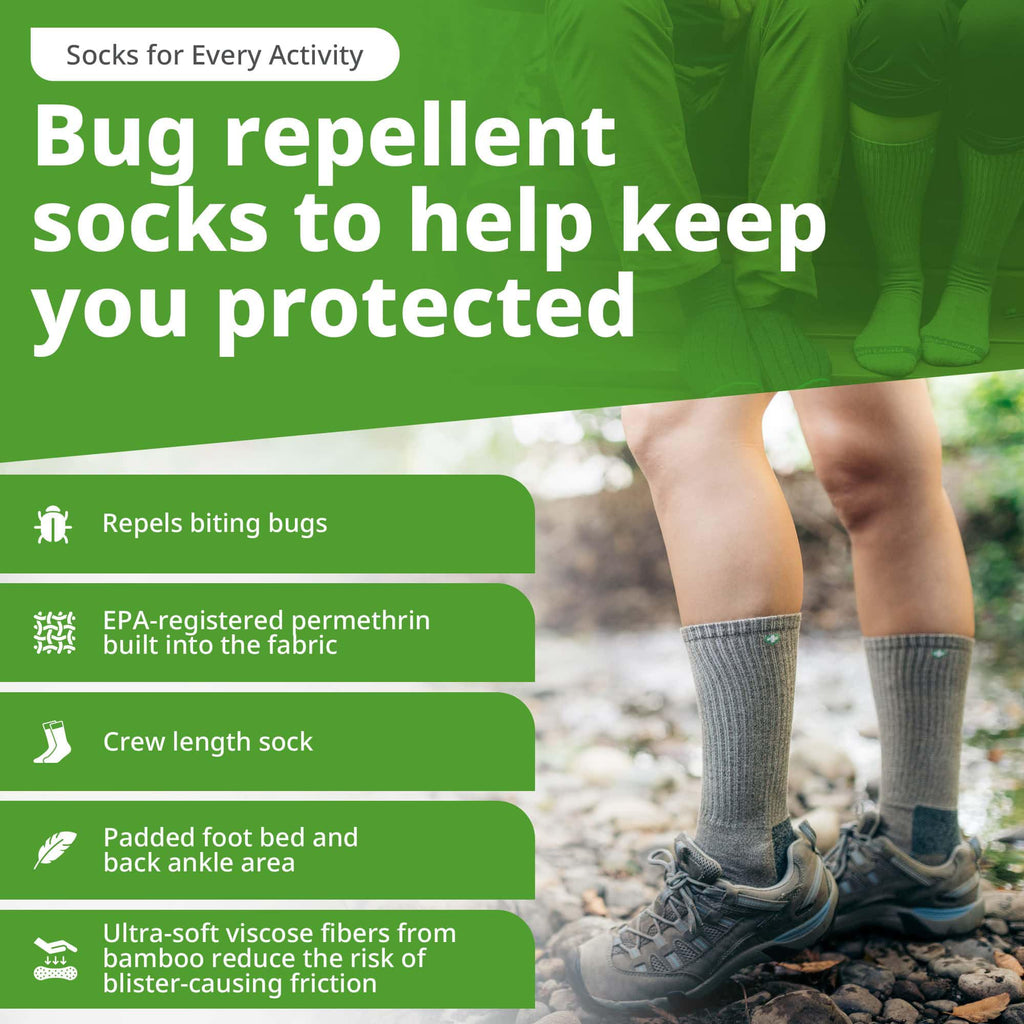 Insect Shield Lightweight Hiking Socks With Permethrin Bug Repellant - Protective Clothing for Men & Women, Khaki, Large