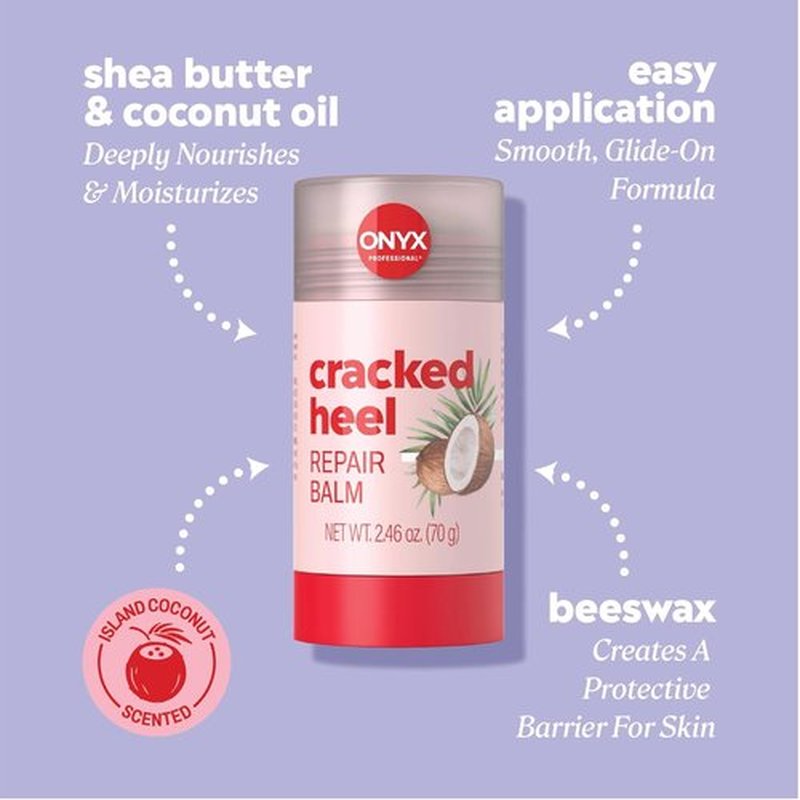 Onyx Professional Cracked Heel Repair Balm Stick - Moisturizing Coconut Scent for Dry Feet, 1 Pack