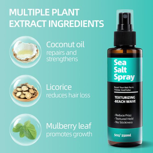 Berlaney Sea Salt Spray for Men and Women - Texture and Volume Spray for Hair Thickening, with Natural Plant-based Ingredients, Alcohol Free, Coconut Scent, Hydrating with Matte Finish, 5 fl oz