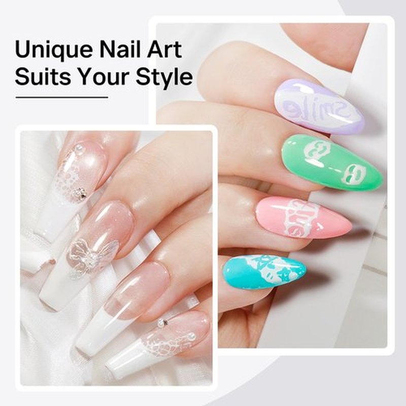MIZHSE White and Black Poke Gel Nail Polish, with Professional Poke Foundation Gel and Brush Tool, Multifunctional Drawing Painting Nails Art Design Lace Letters Wave Flower Manicure DIY Home