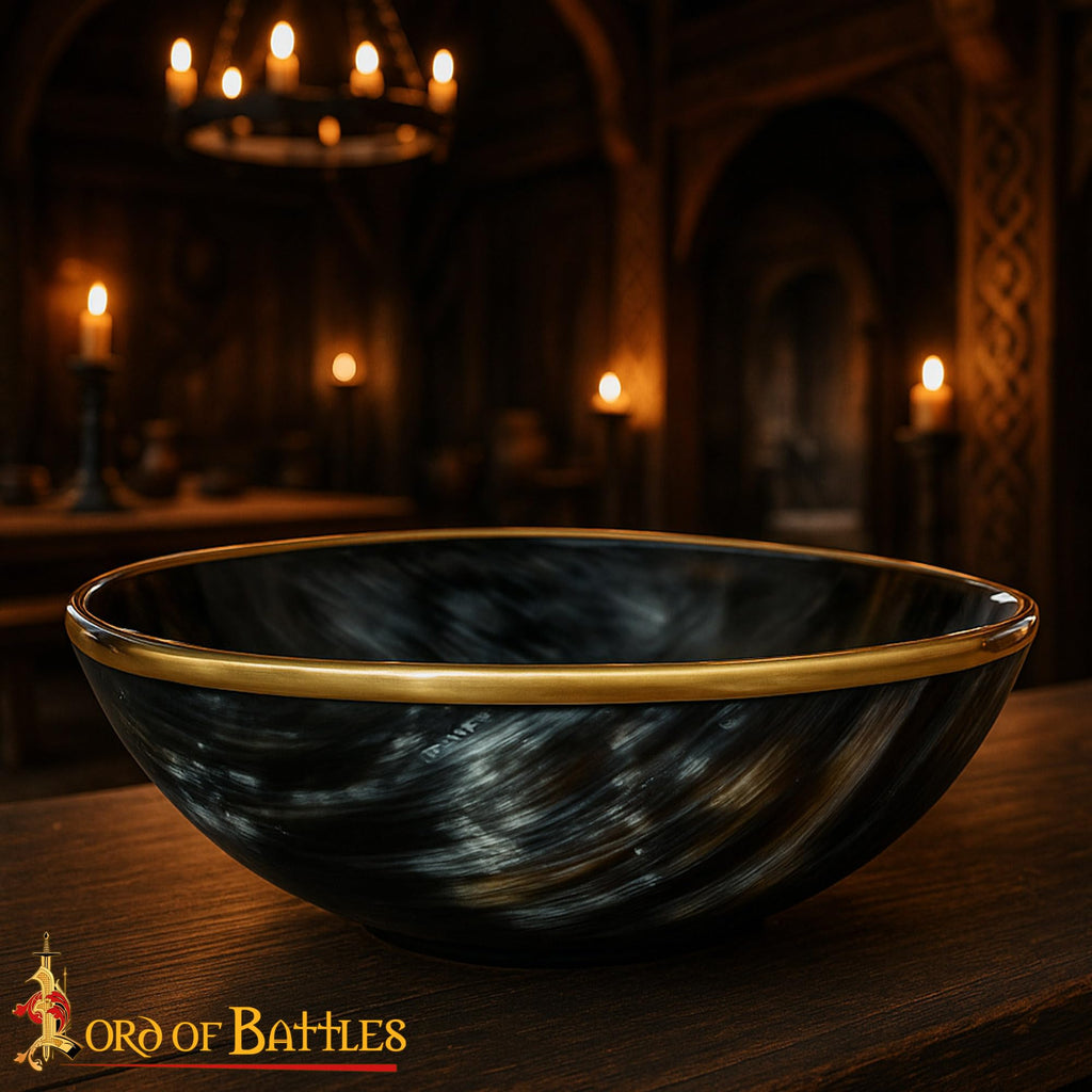 Lord of Battles Horn Shaving Bowl for Men - Genuine Ox Horn Lather Dish for Shaving Soap, Cream & Grooming