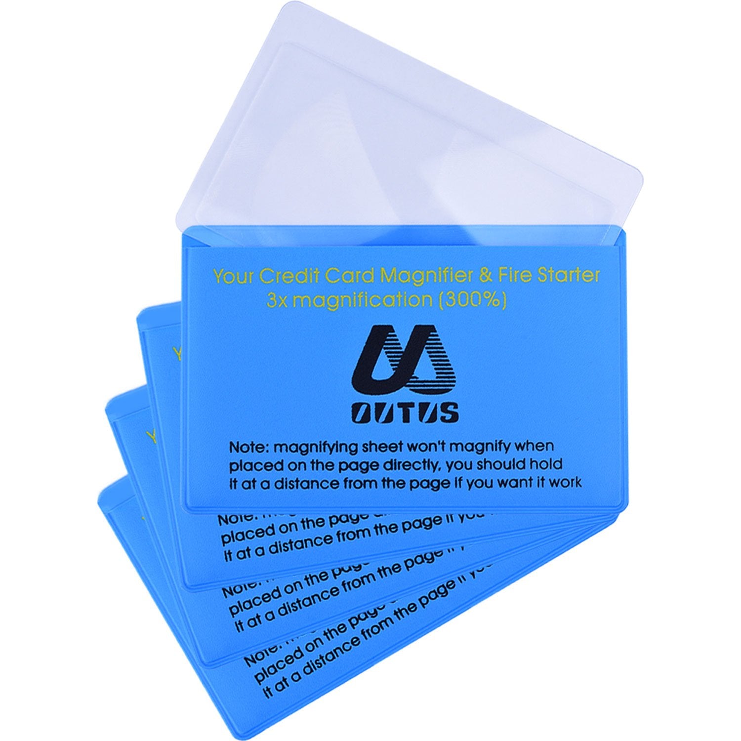 Outus 4 Pack Wallet Magnifier Cards, 3X Pocket Credit Card Size Magnifying Glass, Portable Fresnel Lens for Reading Small Print, Maps, Books, Wallet