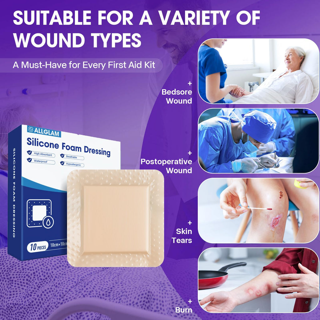 LXIANGN Silicone Foam Dressing 4"x4",Bed Sore Bandages Dressing