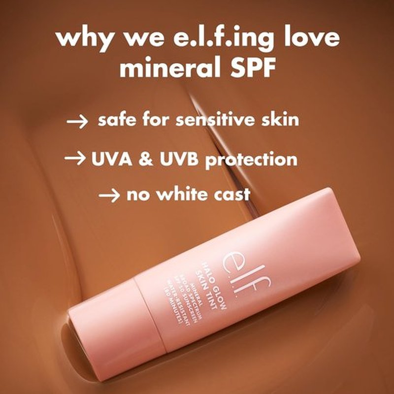 e.l.f. Halo Glow Skin Tint SPF 50 - Tinted Moisturizer for Light Buildable Coverage | Vegan & Cruelty-Free, 9 Medium Cool