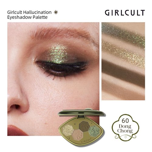 GIRLCULT 4-Color Eyeshadow Palette – Pigmented Makeup Palette with Matte & Shimmer Finishes, Long-Lasting & Blendable, Built-in Mirror, Ideal for Natural Eye Looks or Smoky Eye Kit #60