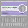 Sandwich Dual Nails Forms, Long Coffin 240Pcs Double-Layer Nail Mold Set, 15 Sizes Top and Bottom Molds Plastic Forms for Builder Gel Nail Extensions, Salon Nail Art Tools At Home