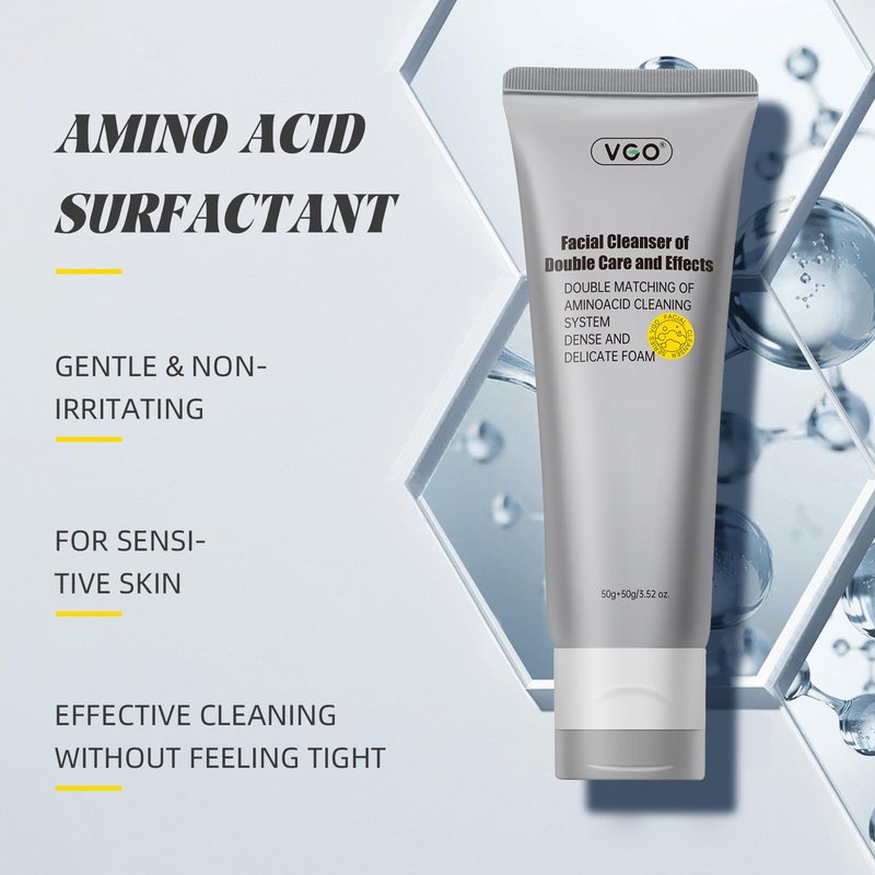 VGO Facial Cleanser, Daily Face Wash of Double Care and Effects, Cleansing Mud Mask & Amino Acid Cleansing All in One Gentle Face Cleanser, 3.52 Oz