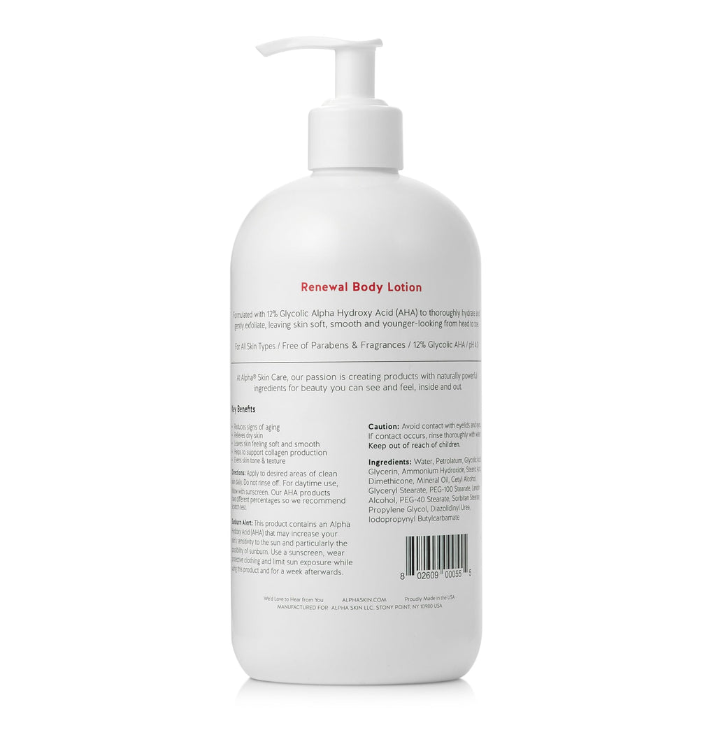 Alpha Skin Care Revitalizing Body Lotion, 12% Glycolic AHA, Simple & Effective Daily Moisturizer Hydroxy Acid, Hydrates & Exfoliates for Soft, Smooth Skin, Anti-Aging, 23 Oz