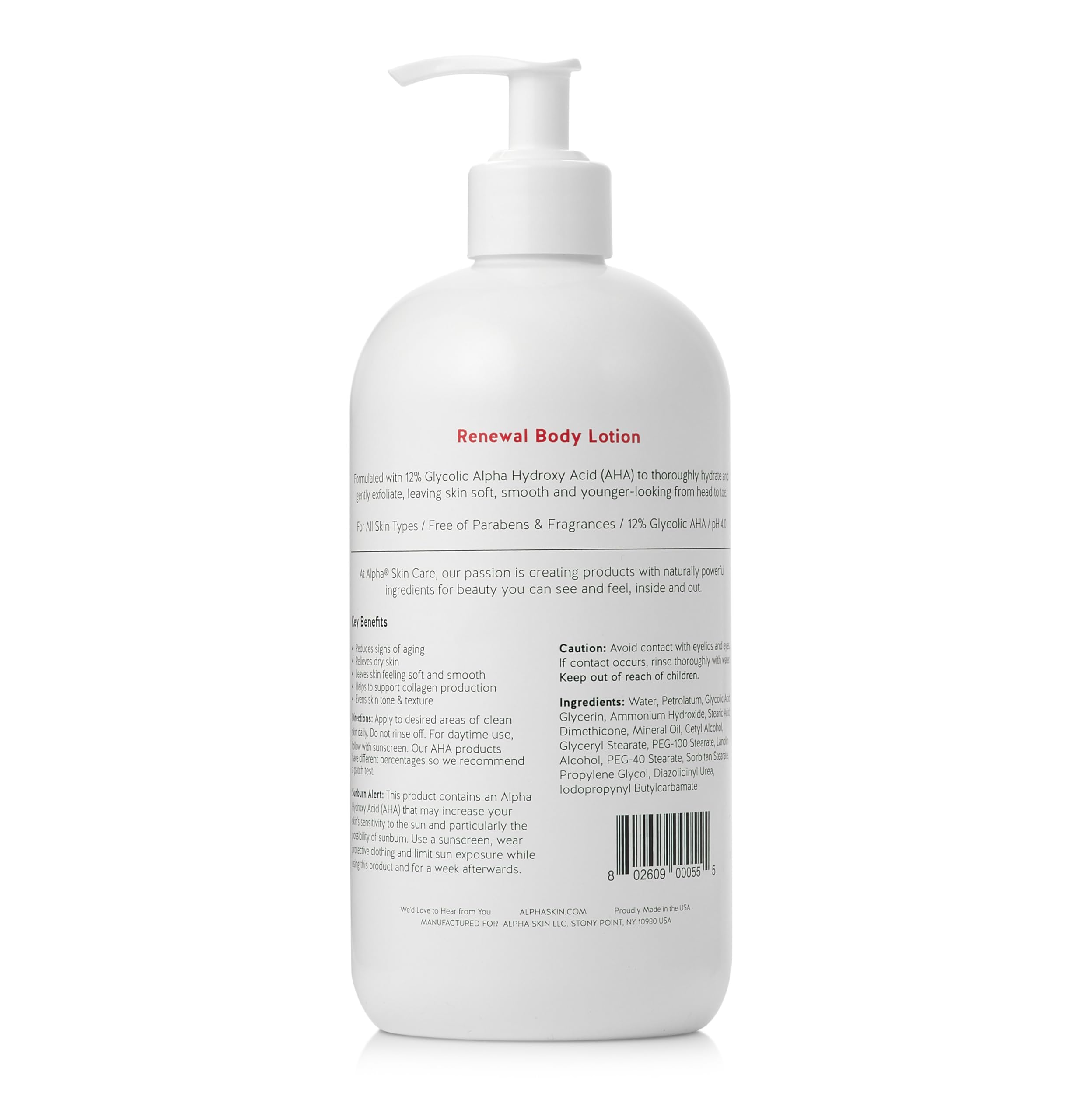 Alpha Skin Care Revitalizing Body Lotion, 12% Glycolic AHA, Simple & Effective Daily Moisturizer Hydroxy Acid, Hydrates & Exfoliates for Soft, Smooth Skin, Anti-Aging, 23 Oz